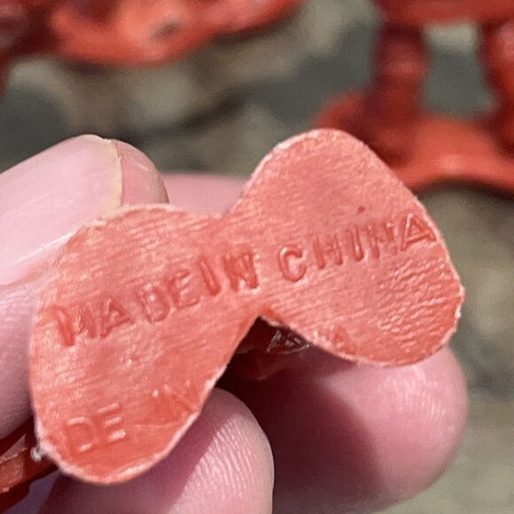 Vintage Red Plastic Firefighter Toy Old Figure 2” gift present LOT OF 4 - Picture 4 of 4